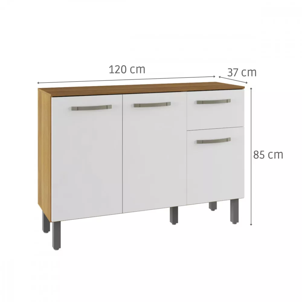 Balcão Multiuso para Cozinha com 2 Portas 70 x 85 Cm MDP Branco