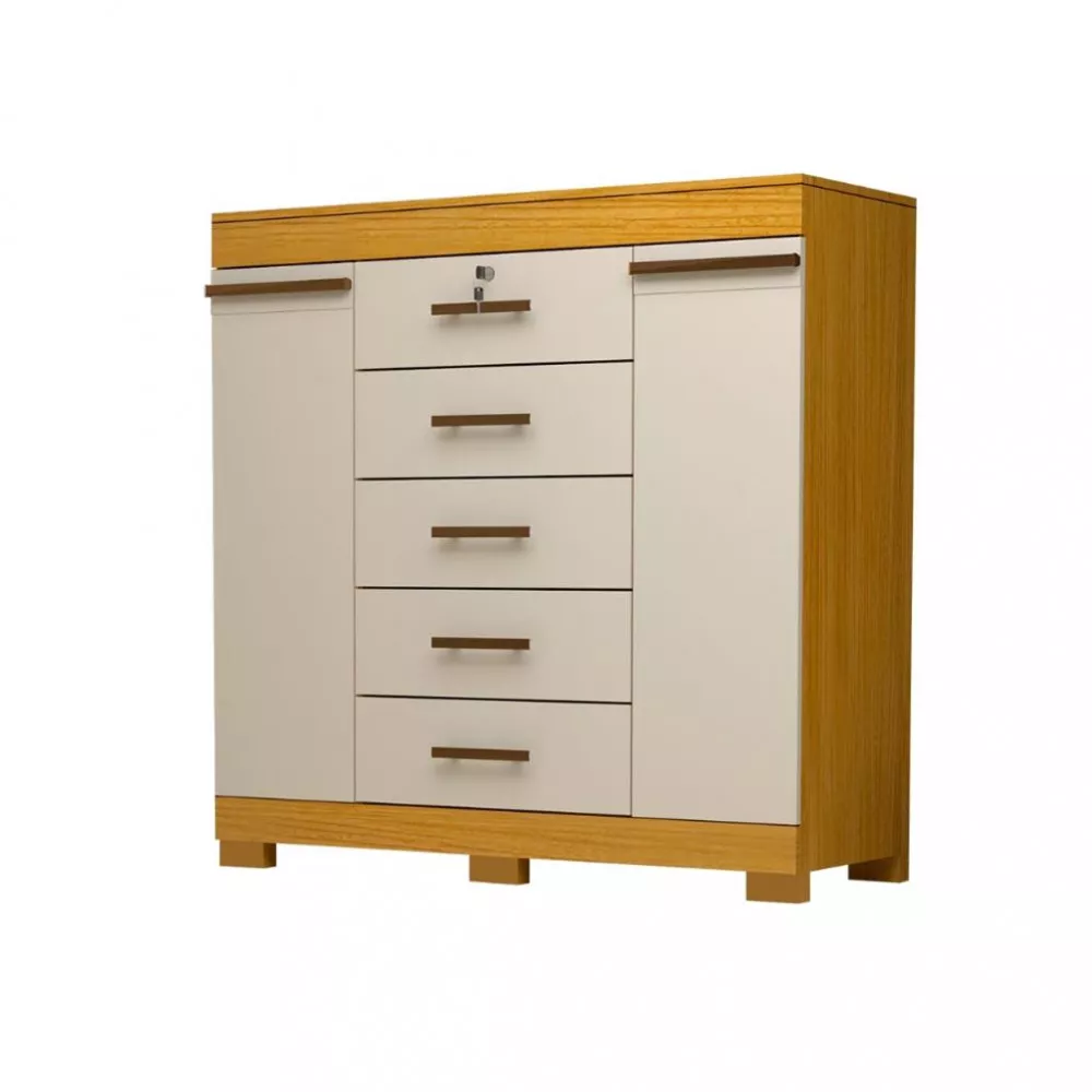Cômoda 5 Gavetas 2 Portas com Pés Em MDF Diana ACP Móveis