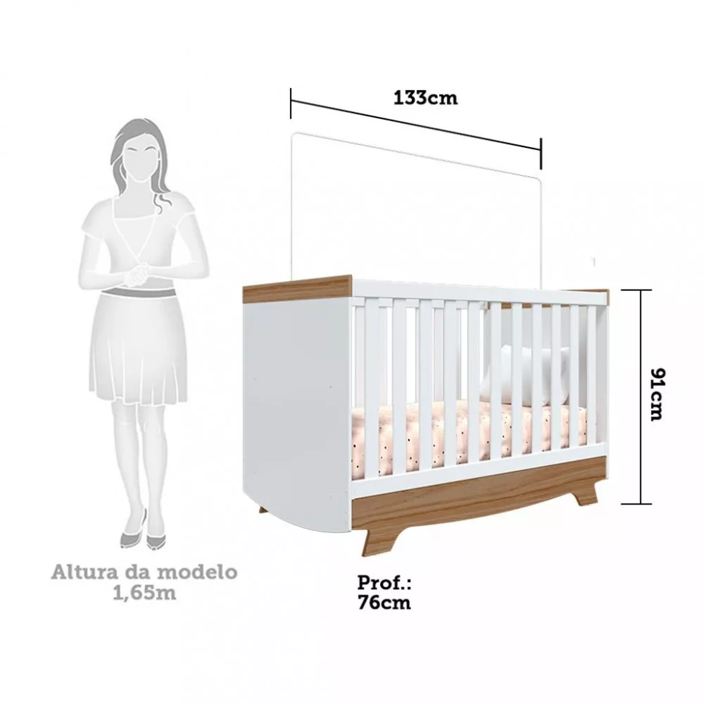 Berço Nick Retro MDF Peroba