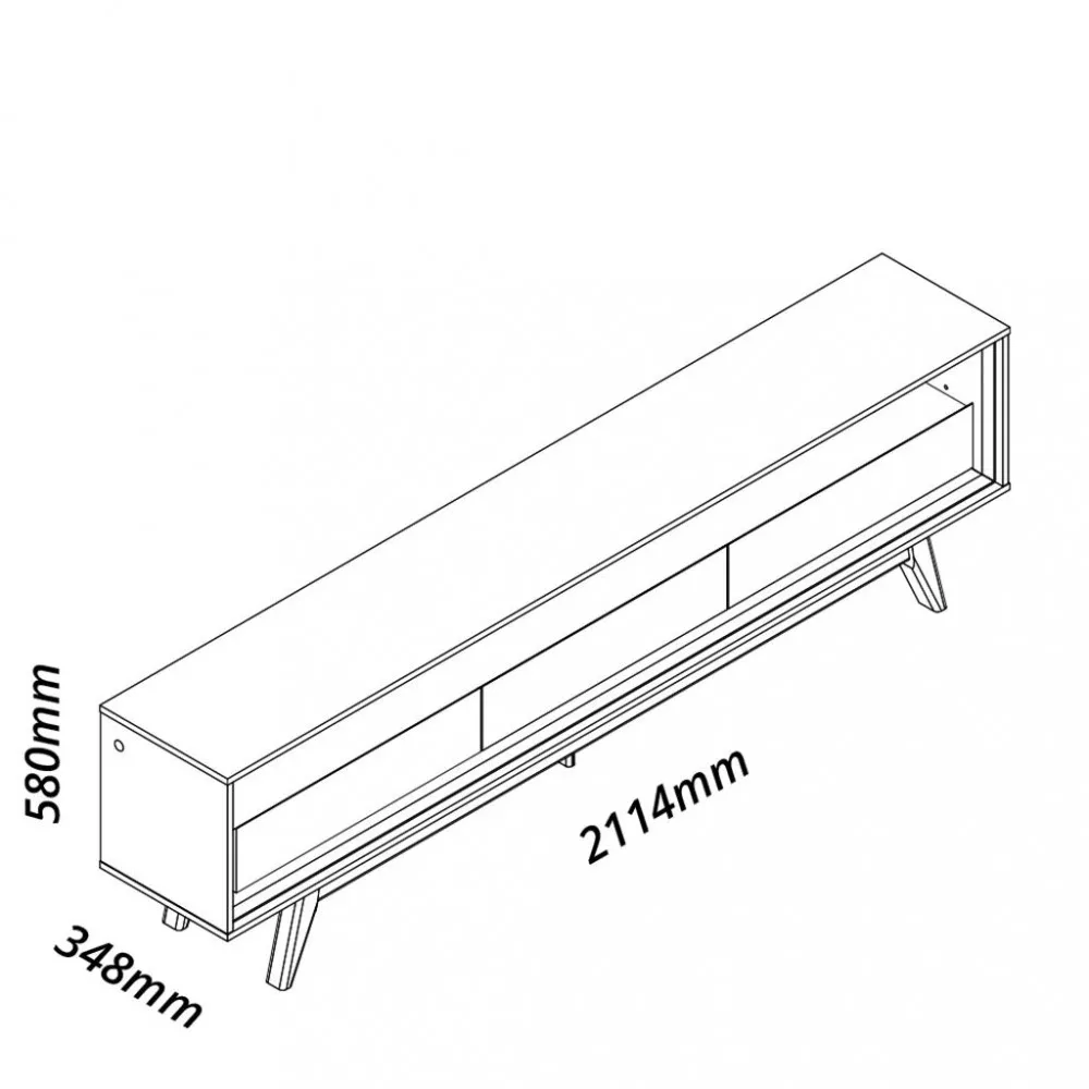 Rack para TV até 75 Polegadas com LED e Vidro 3 Gavetas com Pés Requinte 212 Gelius