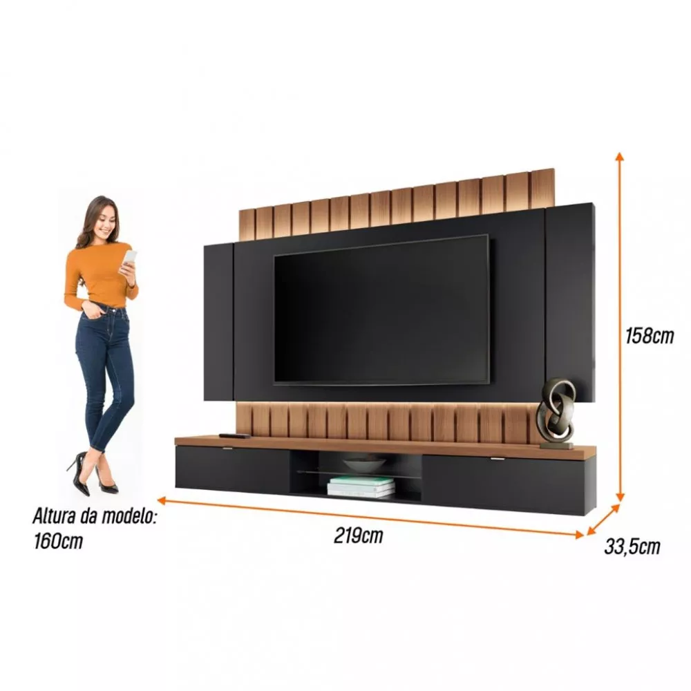 Painel para TV até 70 Polegadas 2 Portas Illusion 2.2 HB Móveis