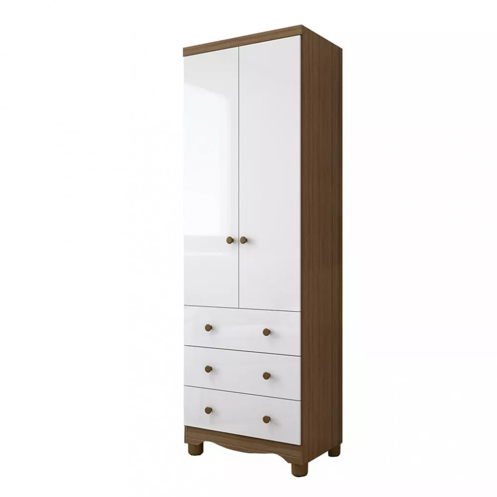 Guarda Roupa Infantil 2 Portas 3 Gavetas com Pés 100 MDF Júnior New Móveis Peroba
