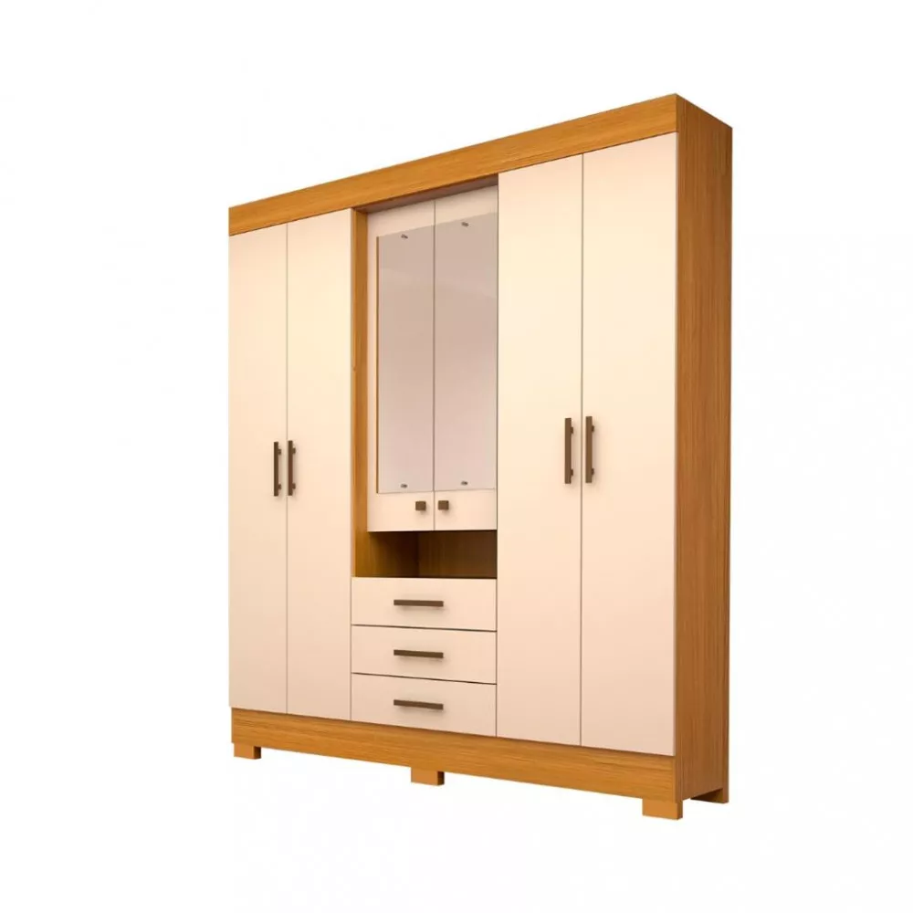 Guarda Roupa Casal 6 Portas 3 Gavetas Com Espelho Debora ACP