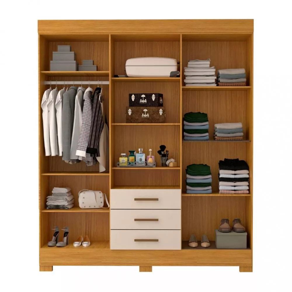 Guarda Roupa Casal 6 Portas 3 Gavetas Com Espelho Debora ACP