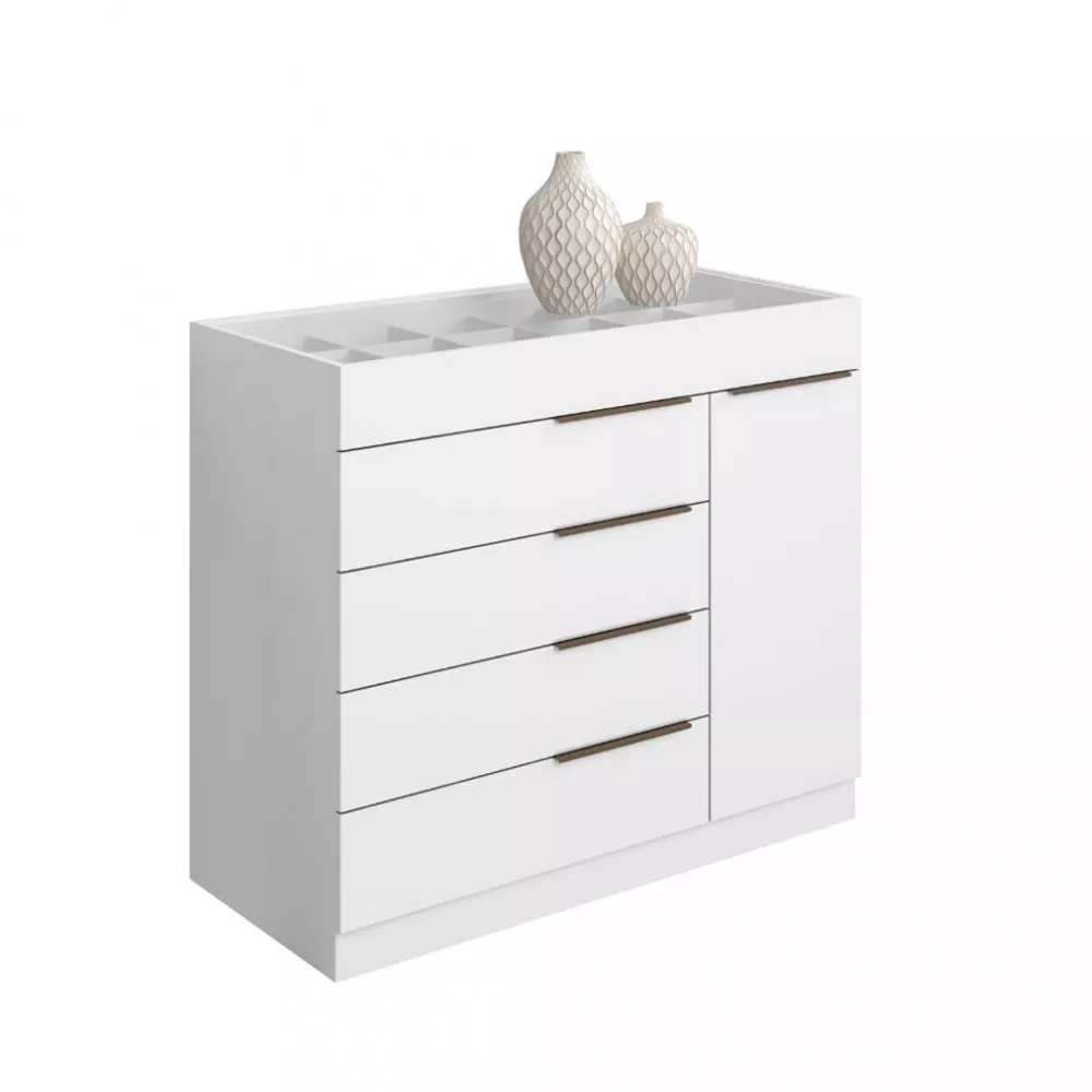 Cômoda 5 Gavetas 1 Porta com Vidro 4147 Aramóveis