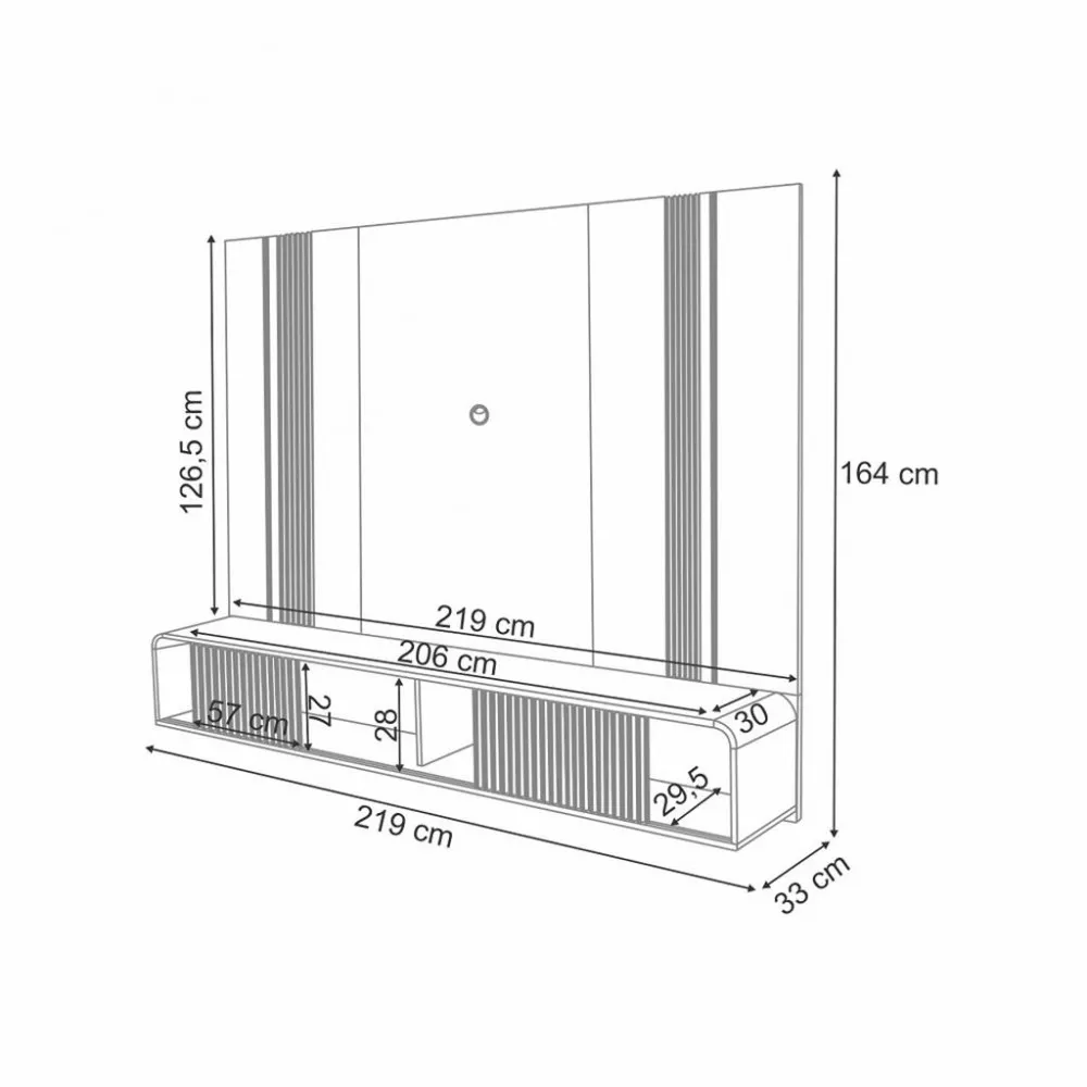 Painel para TV até 85 Polegadas 2 Portas Led Empire HB Móveis
