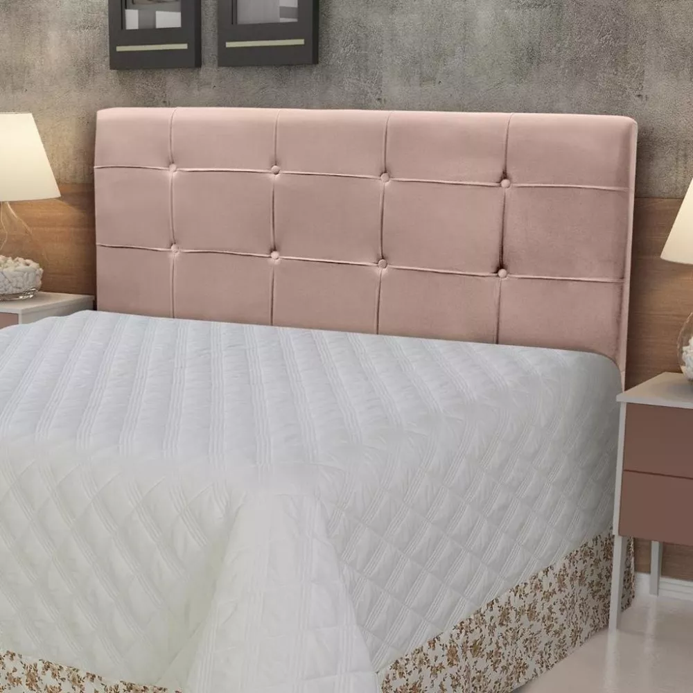 Cabeceira Estofada Casal 140cm Suede Pop Londres DSoll