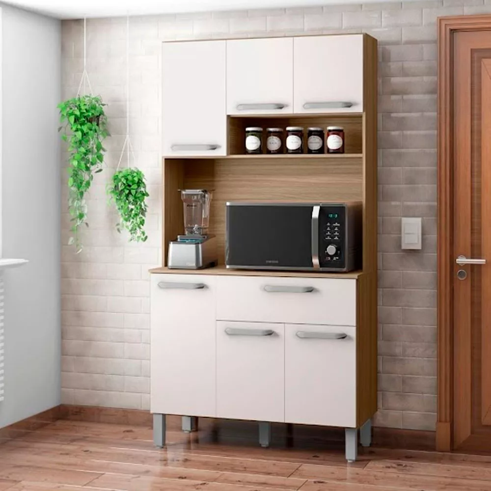 Kit Cozinha 6 Portas 1 Gaveta em MDF Sofia Poliman Móveis