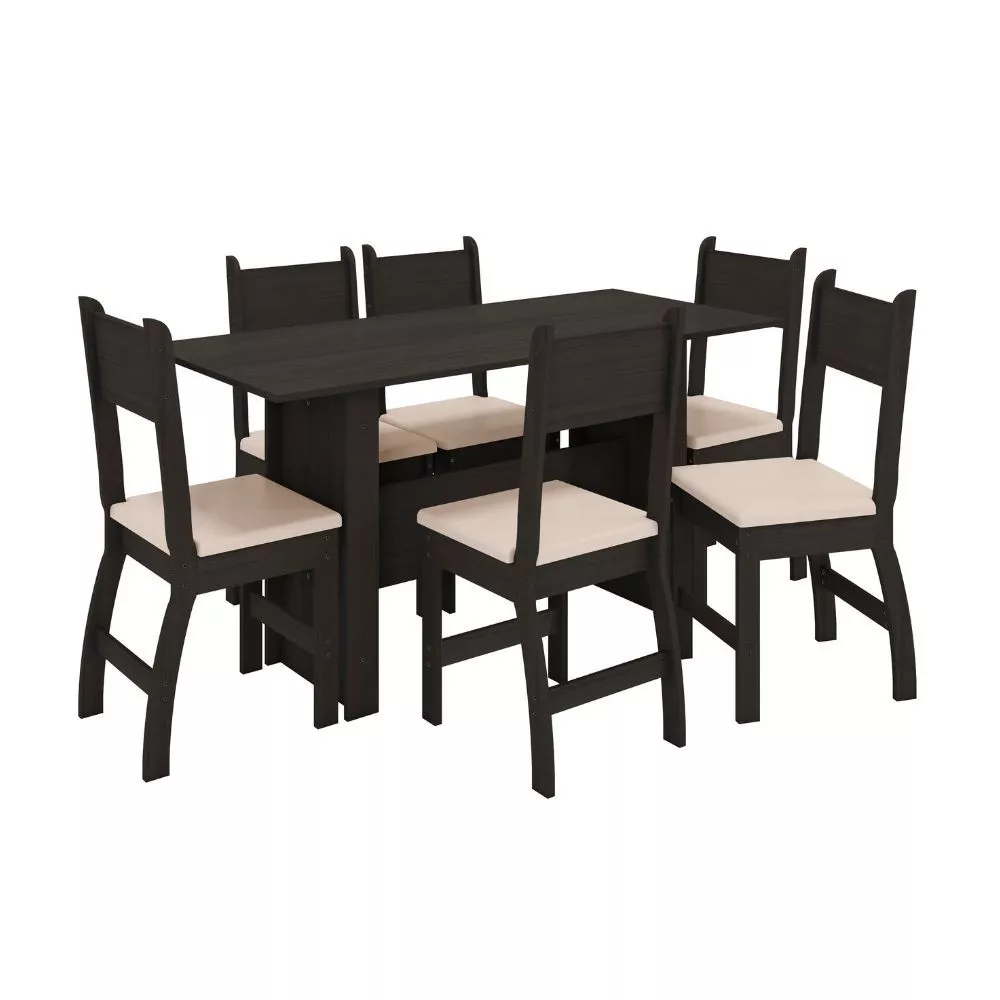 Conjunto Mesa de Jantar 6 Lugares Milano