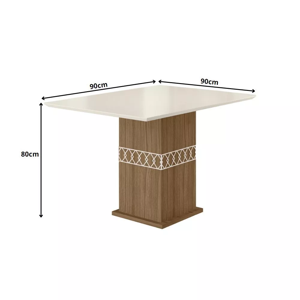 Conjunto Sala de Jantar Quadrada Mesa Jade 90cm e 04 Cadeiras Josi Poliman Móveis