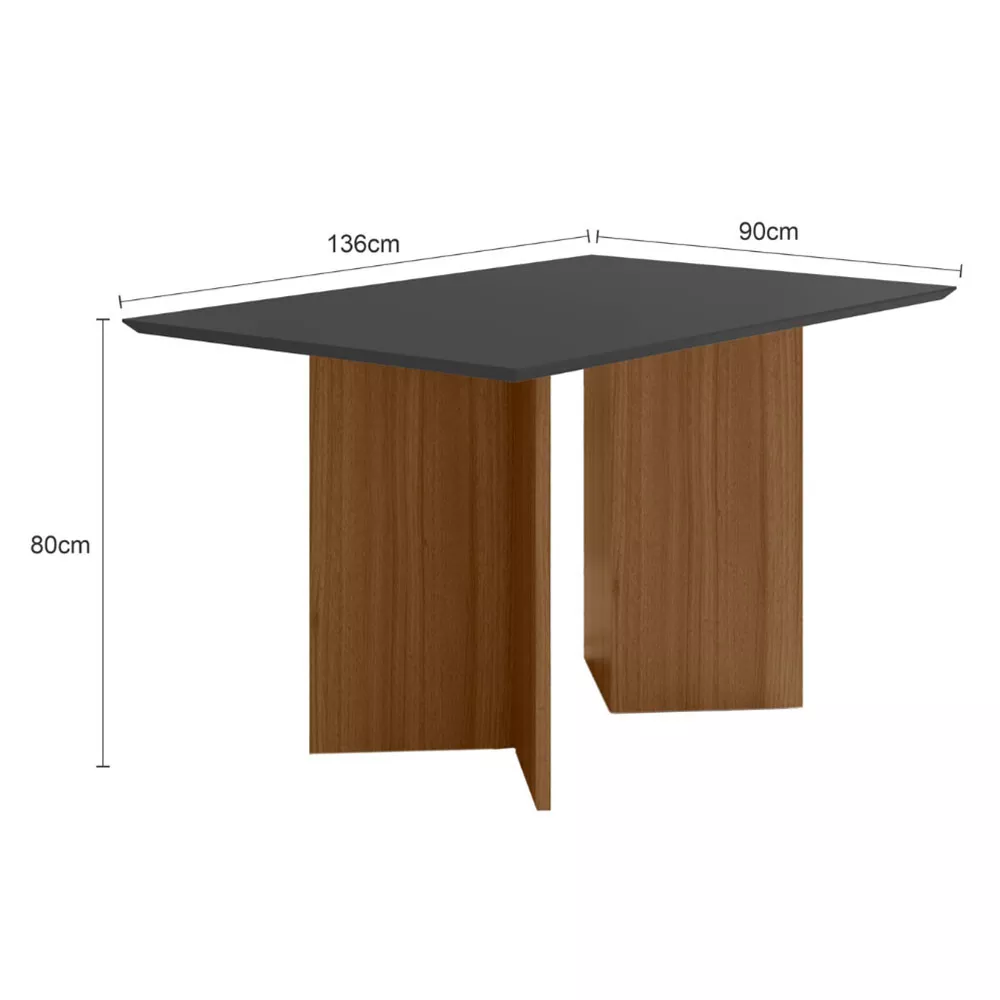 Conjunto Sala de Jantar Retangular Mesa Helo 120cm e 04 Cadeiras Jade Poliman Móveis