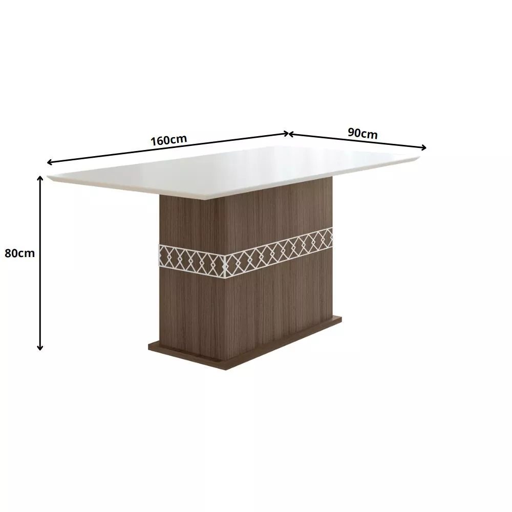 Conjunto Sala de Jantar Retangular Mesa Agata 160cm e 06 Cadeiras Josi Poliman Móveis