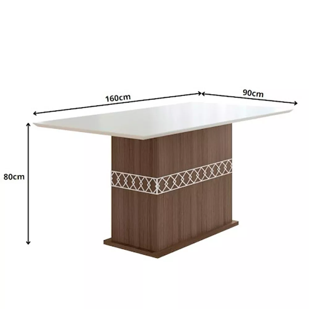 Conjunto Sala de Jantar Mesa com Tampo Chanfrado Agata 6 Cadeiras Estofadas Jade Poliman