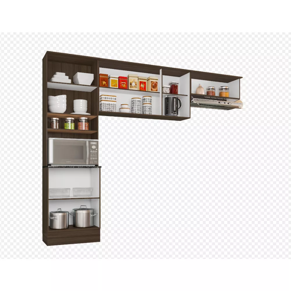 Cozinha Compacta Paneleiro e Aéreo 260 cm Paris Poliman