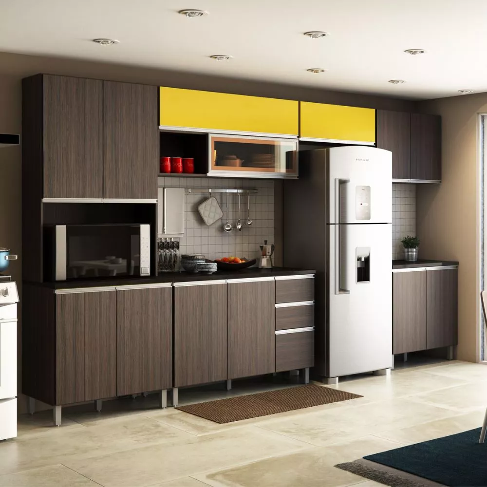 Cozinha Modulada 6 Peças 14 Portas 2 Gavetas Com Torre Quente Evidence