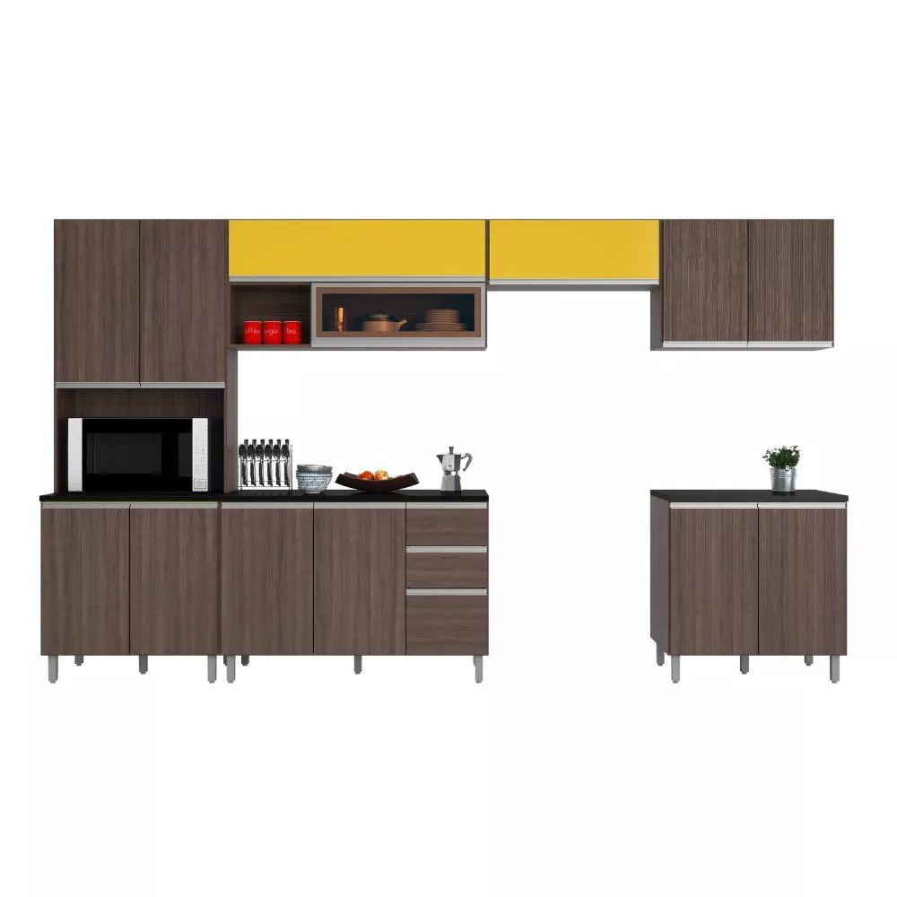 Cozinha Modulada 6 Peças 14 Portas 2 Gavetas Com Torre Quente Evidence