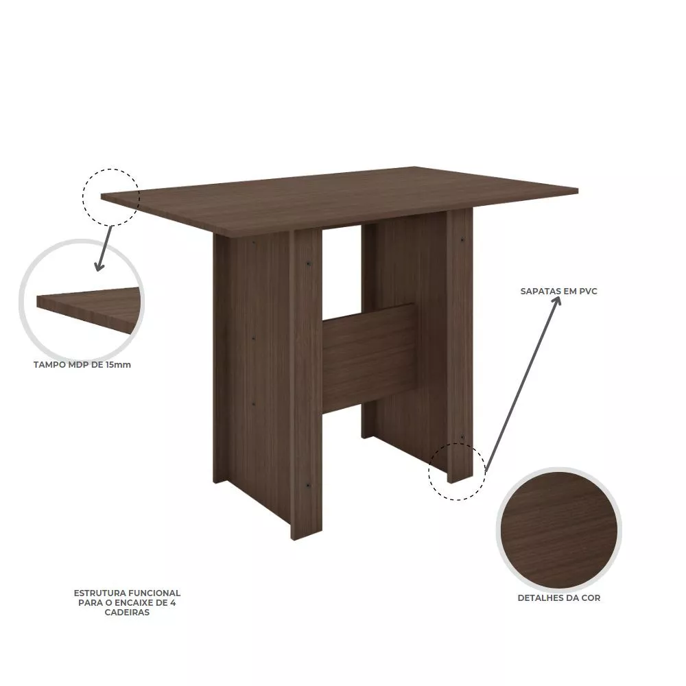 Conjunto Mesa de Jantar 4 Lugares Milano