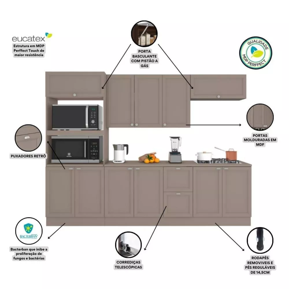 Cozinha Completa Modulada Olivia 11 Portas 2 Gavetas