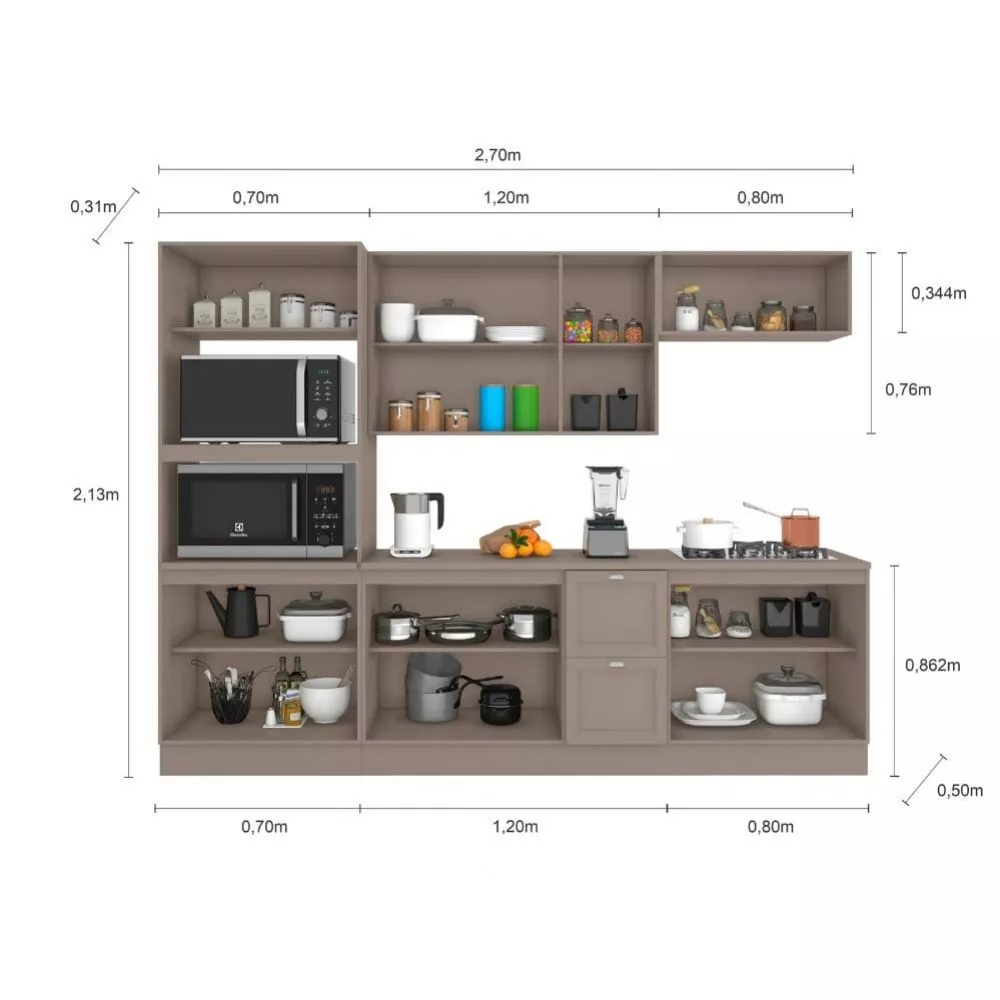 Cozinha Completa Modulada Olivia 11 Portas 2 Gavetas