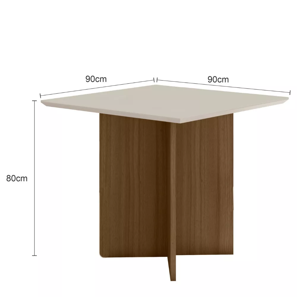 Mesa de Jantar Retangular Tampo Chanfrado sem vidro 90cm Helô Poliman Móveis