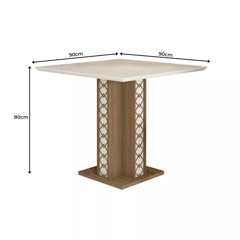 Conjunto Sala de Jantar Quadrada Mesa Isis 90cm e 04 Cadeiras Josi Poliman Móveis