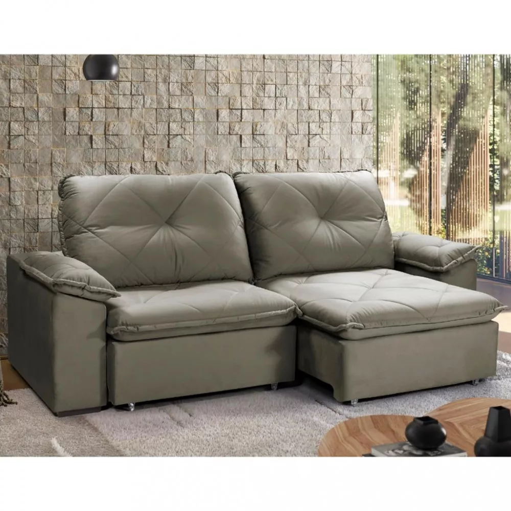 Sofá 3 Lugares Retrátil Reclinável 230cm Veludo Sakura Takei