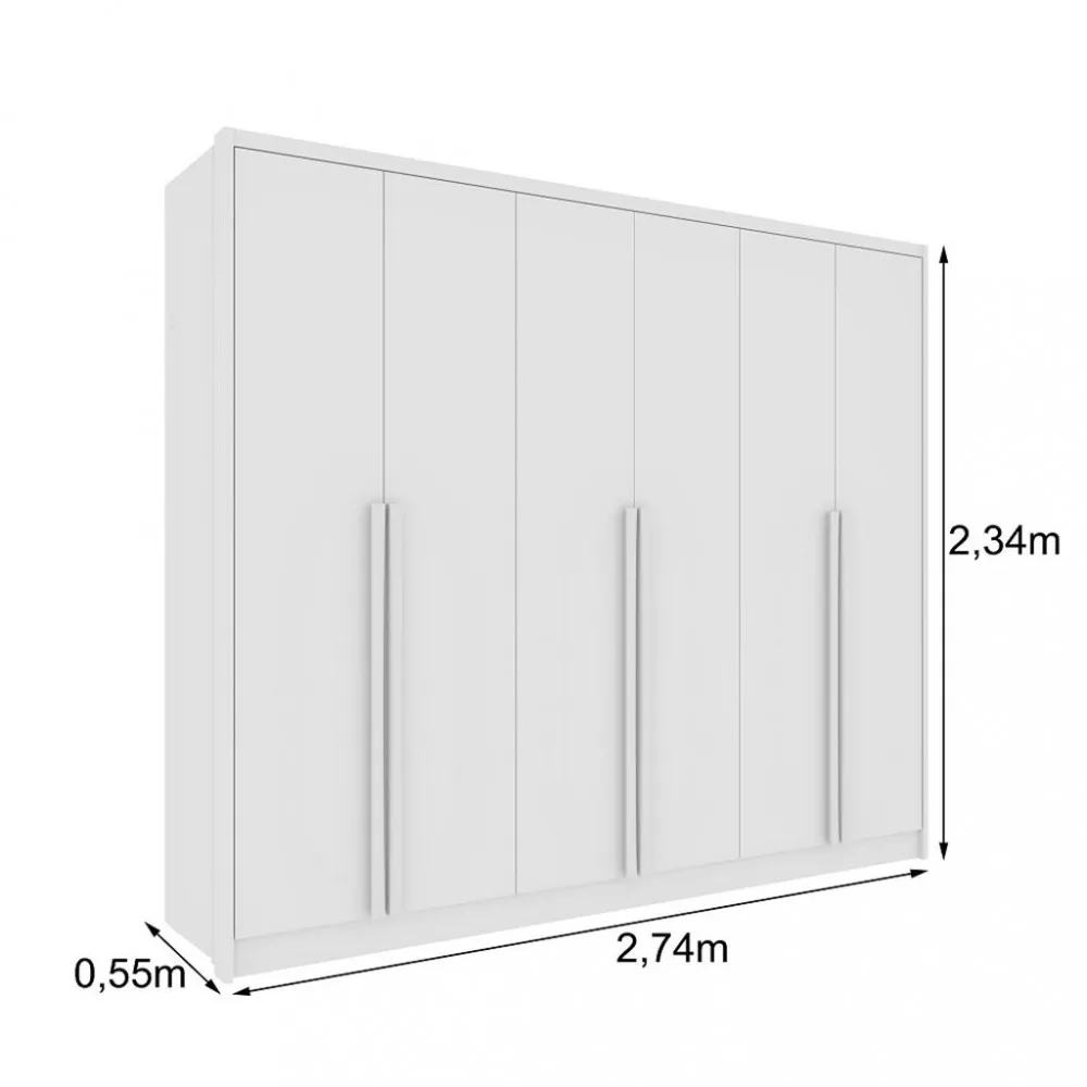 Guarda Roupa Casal 6 Portas 100 MDF Realeza Tcil